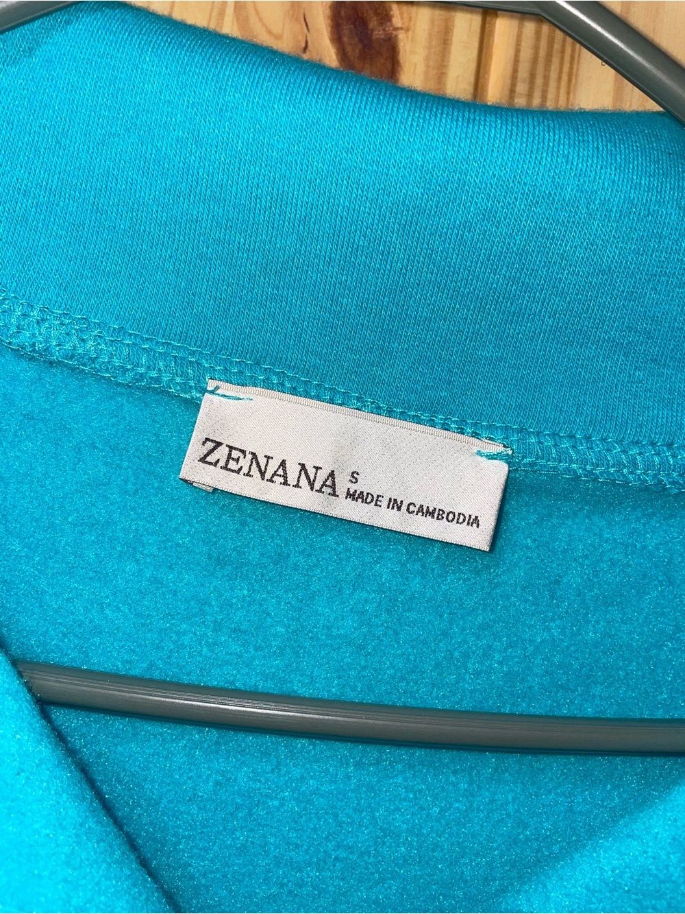 Zenana Outfitters Bright Teal Pullover Snap-Collar Sweatshirt - Picture 2 of 3